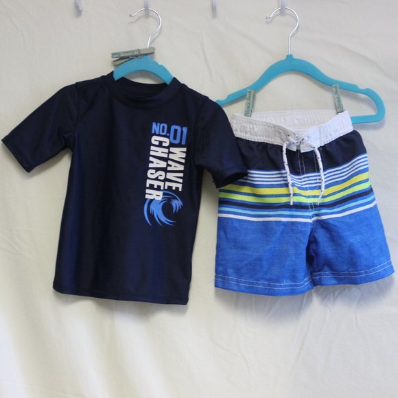 Set 💙 Koala Kids Rash Guard Swim Trunks Hat 12-18M 3 Pieces - Picture 2 of 10